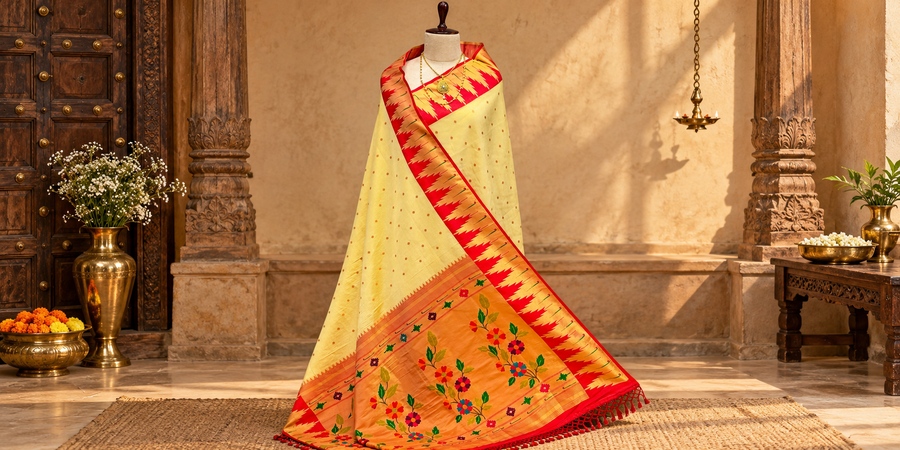 Temple border Irkal tissue  paithani