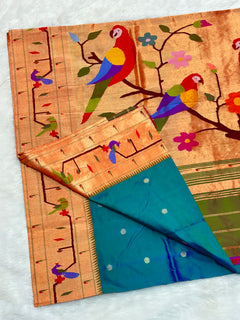 Parrot Peacock Border - Shubham Paithani Yeola - Angle 1
