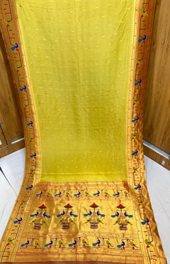 Viscose Soft Silk Parrot Peacock Border - Shubham Paithani Yeola - Angle 1