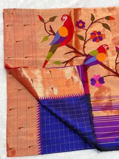 Tripal Muniya with Checks (View 2) - Shubham Paithani Yeola - Angle 2