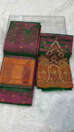 Kalanjali with Ari Work - Shubham Paithani Yeola - Angle 1