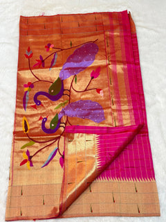 Tripal Muniya with Checks - Shubham Paithani Yeola - Angle 1