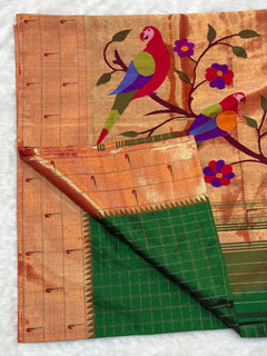 Tripal Muniya with Checks (View 2) - Shubham Paithani Yeola - Angle 2