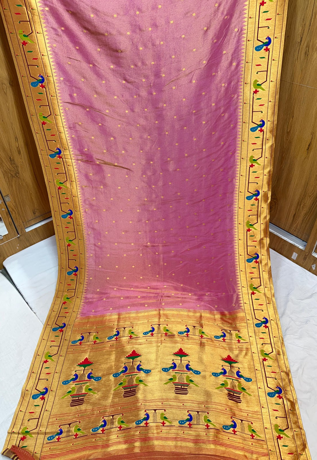 Viscose Soft Silk Parrot Peacock Border