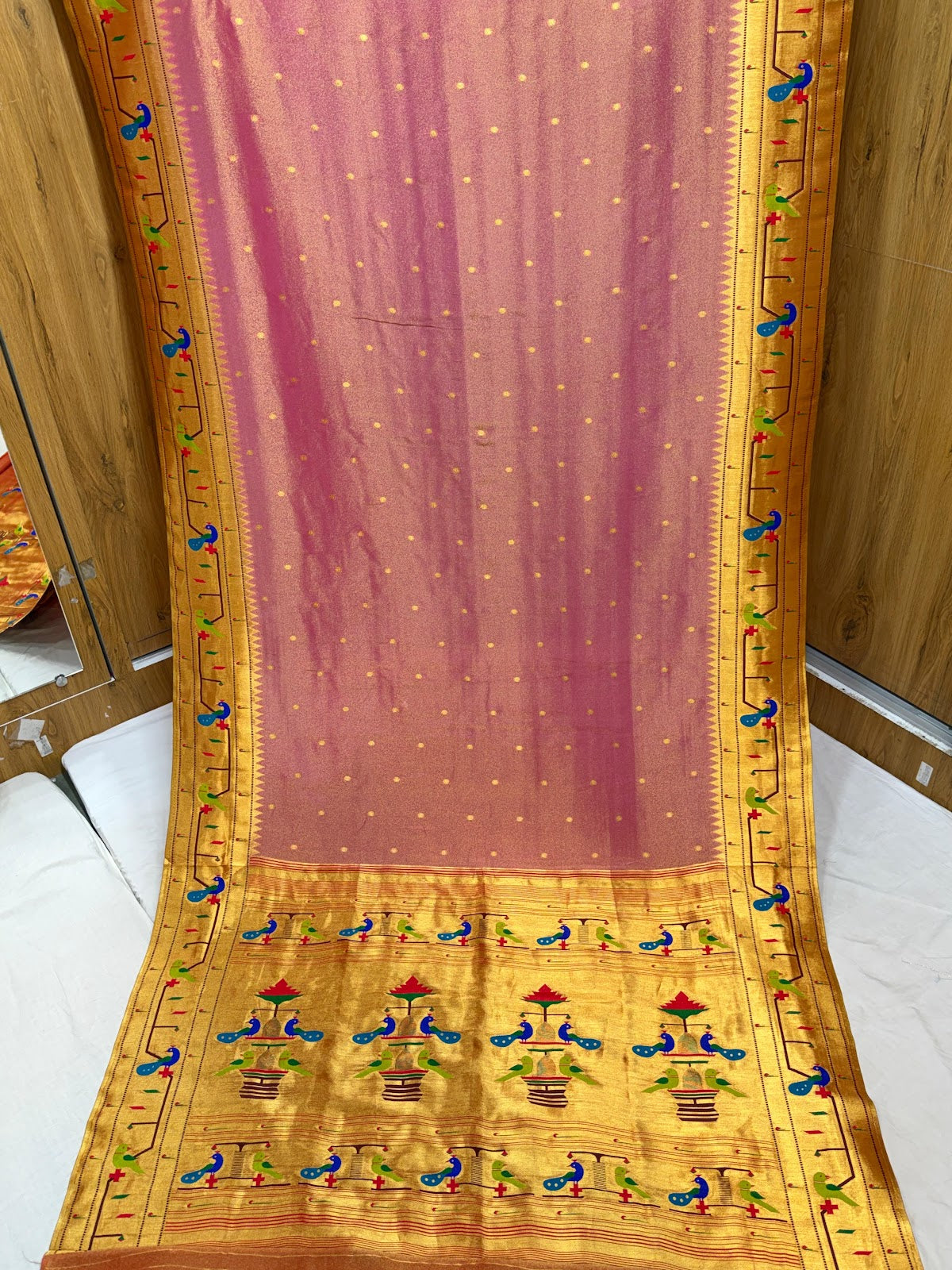 Viscose Soft Silk Parrot Peacock Border