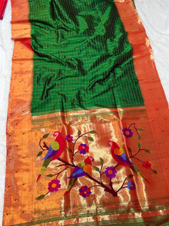Tripal Muniya with Checks (View 3) - Shubham Paithani Yeola - Angle 3
