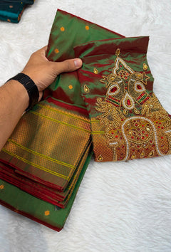 Kalanjali with Ari Work - Shubham Paithani Yeola - Angle 1