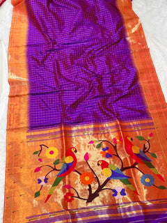 Tripal Muniya with Checks (View 3) - Shubham Paithani Yeola - Angle 3