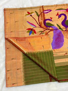 Tripal Muniya with Checks (View 2) - Shubham Paithani Yeola - Angle 2