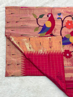 Tripal Muniya with Checks (View 3) - Shubham Paithani Yeola - Angle 3