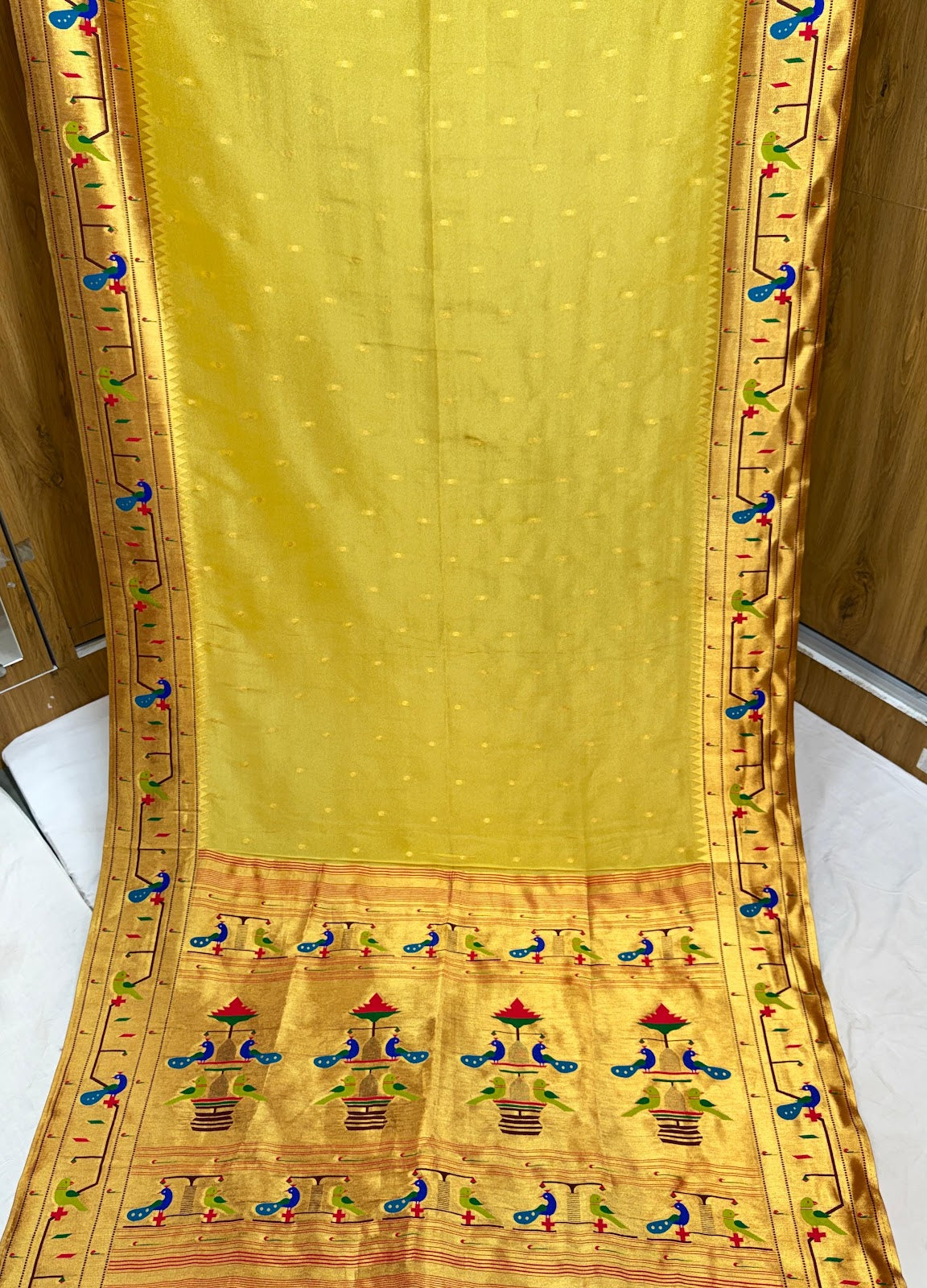 Viscose Soft Silk Parrot Peacock Border