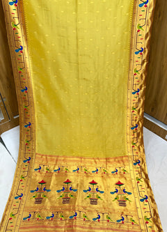Viscose Soft Silk Parrot Peacock Border - Shubham Paithani Yeola - Angle 1