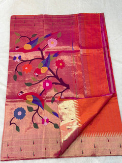 Tripal Muniya with Checks - Shubham Paithani Yeola - Angle 1