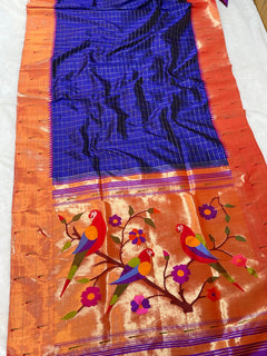 Tripal Muniya with Checks (View 3) - Shubham Paithani Yeola - Angle 3