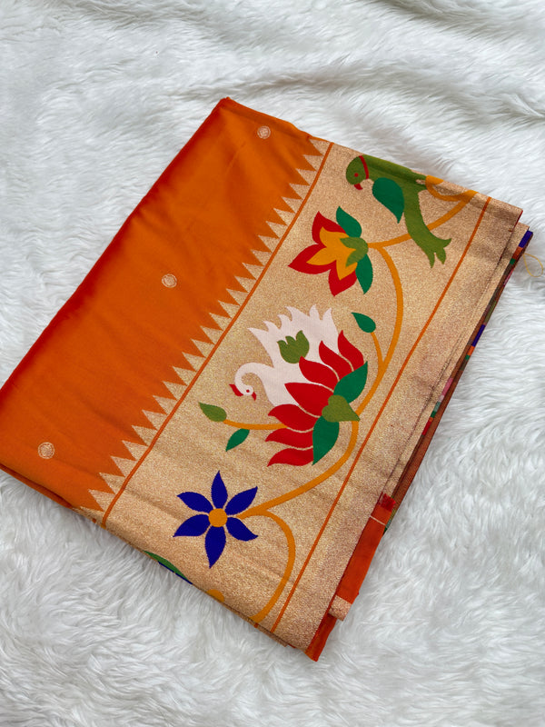 Soft silk Swan and parrot border
