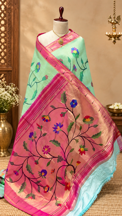All over brocade paithani pure silk with single muniya border ❤️😍 - Angle 2