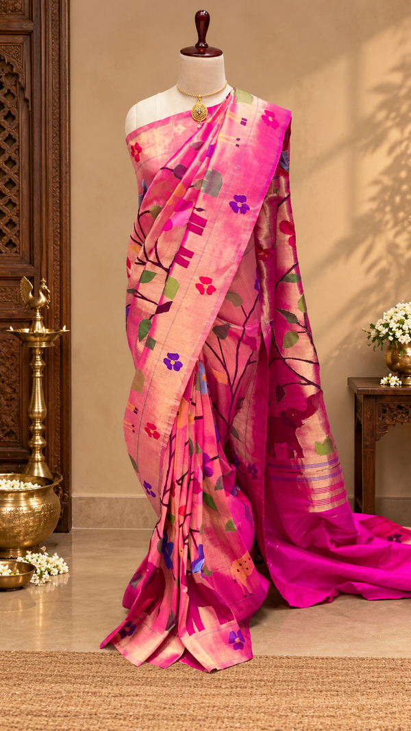All over tissue pink zari