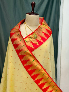 Temple border Irkal tissue paithani - Angle 2