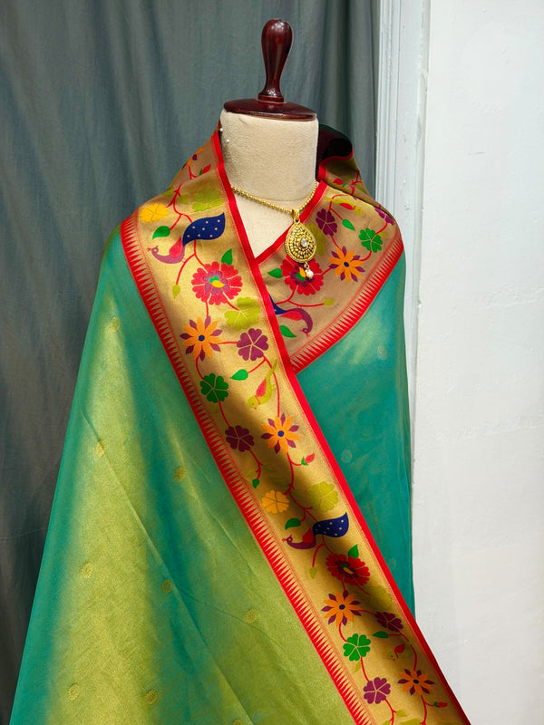 Flower border tissue paithani