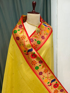 Flower border tissue paithani - Angle 2