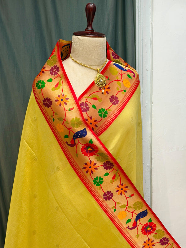 Flower border tissue paithani