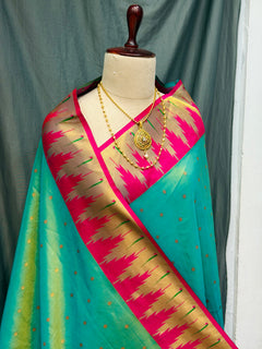 Temple border Irkal tissue paithani - Angle 2