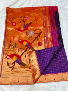 Single Muniya Paithani (View 2) - Shubham Paithani Yeola - Angle 2