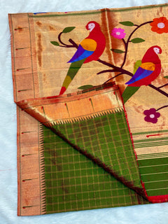 Single Muniya Paithani (View 2) - Shubham Paithani Yeola - Angle 2