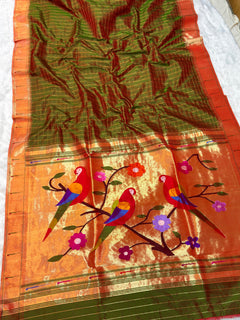 Single Muniya Paithani (View 3) - Shubham Paithani Yeola - Angle 3