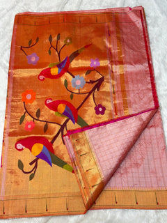 Single Muniya Paithani - Shubham Paithani Yeola - Angle 1