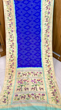 Two Side Big Border Bandhani Pathani - Shubham Paithani Yeola - Angle 1